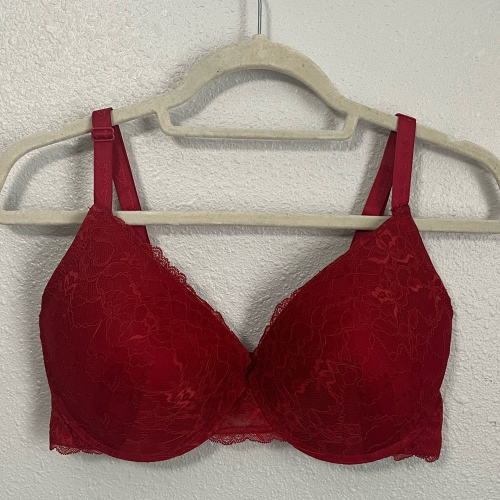 Gloria Vanderbilt Red Underwire Lace Padded Bra Size 40D